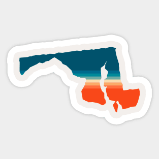 Maryland State Retro Map. Sticker